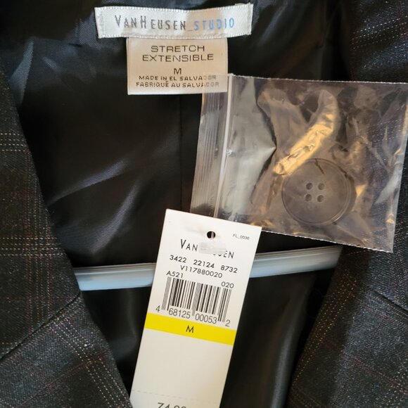 Van Heusen Studio Stretch Brown Plaid Lined Fitted Vest Size Med - Picture 3 of 8